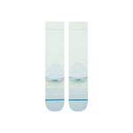 Stance Traveleer Snow Sock 2025 - White socks with a blue stripe at the top and a gray heel.
