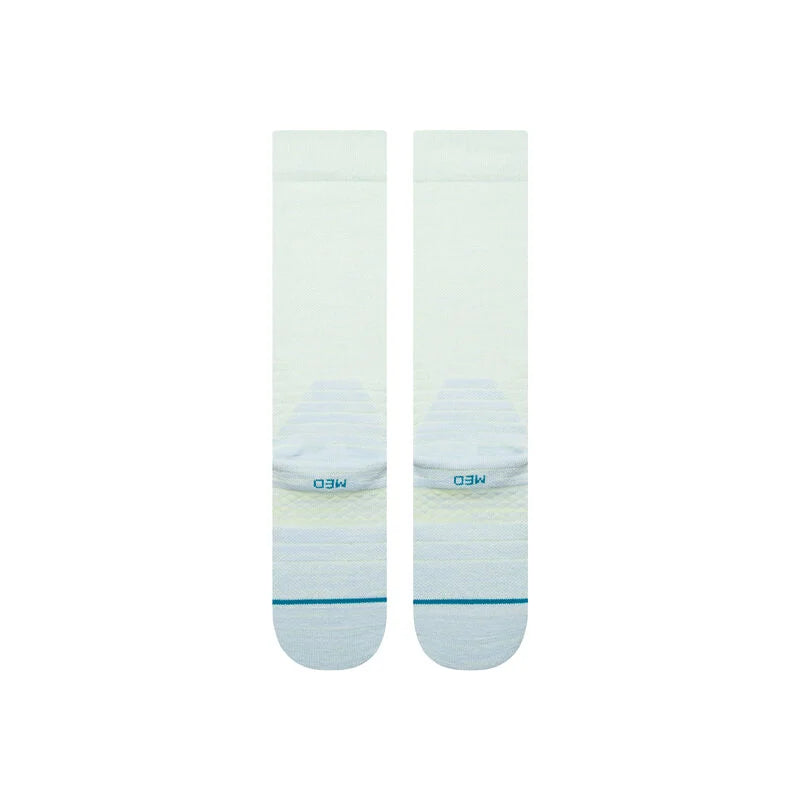 Stance Traveleer Snow Sock 2025 - White socks with a blue stripe at the top and a gray heel.