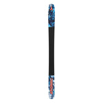 Atomic Bent Chetler 100 Skis 2025 - A pair of skis with a blue and white marbled pattern on the top, featuring a red Atomic logo at the tip.