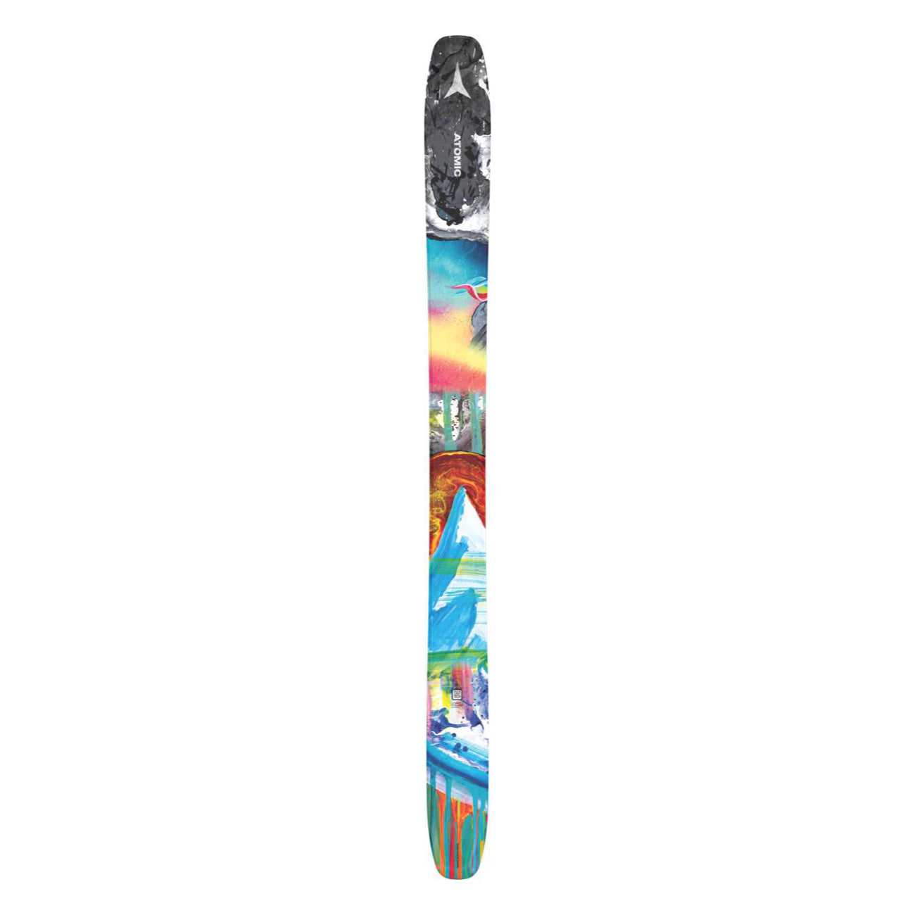 Atomic Bent Chetler 120 Skis 2025 - A pair of skis with a black top sheet and white lettering that reads "Bent Chetler" on the tip.