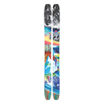 Atomic Bent Chetler 120 Skis 2025 - A pair of skis with a black and white abstract design featuring a gray skull on the right ski.