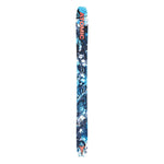 Atomic Bent Chetler 120 Skis 2025 - A pair of skis with a blue and white abstract pattern, featuring black accents and a distinctive red "Bent Chetler" logo on the top sheet.