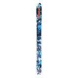 Atomic Bent Chetler 110 Skis 2025 - A pair of skis with a blue and white marbled pattern on the top sheet, featuring black bindings and a red Atomic logo at the tip.