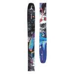 Atomic Bent Chetler 110 Skis 2025 - A black ski with a white logo and blue, pink, yellow, and purple abstract design.