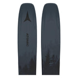 Atomic Maverick 105 CTI Skis 2025 - A pair of dark gray skis with a black logo at the top, featuring a subtle forest pattern on the bottom.