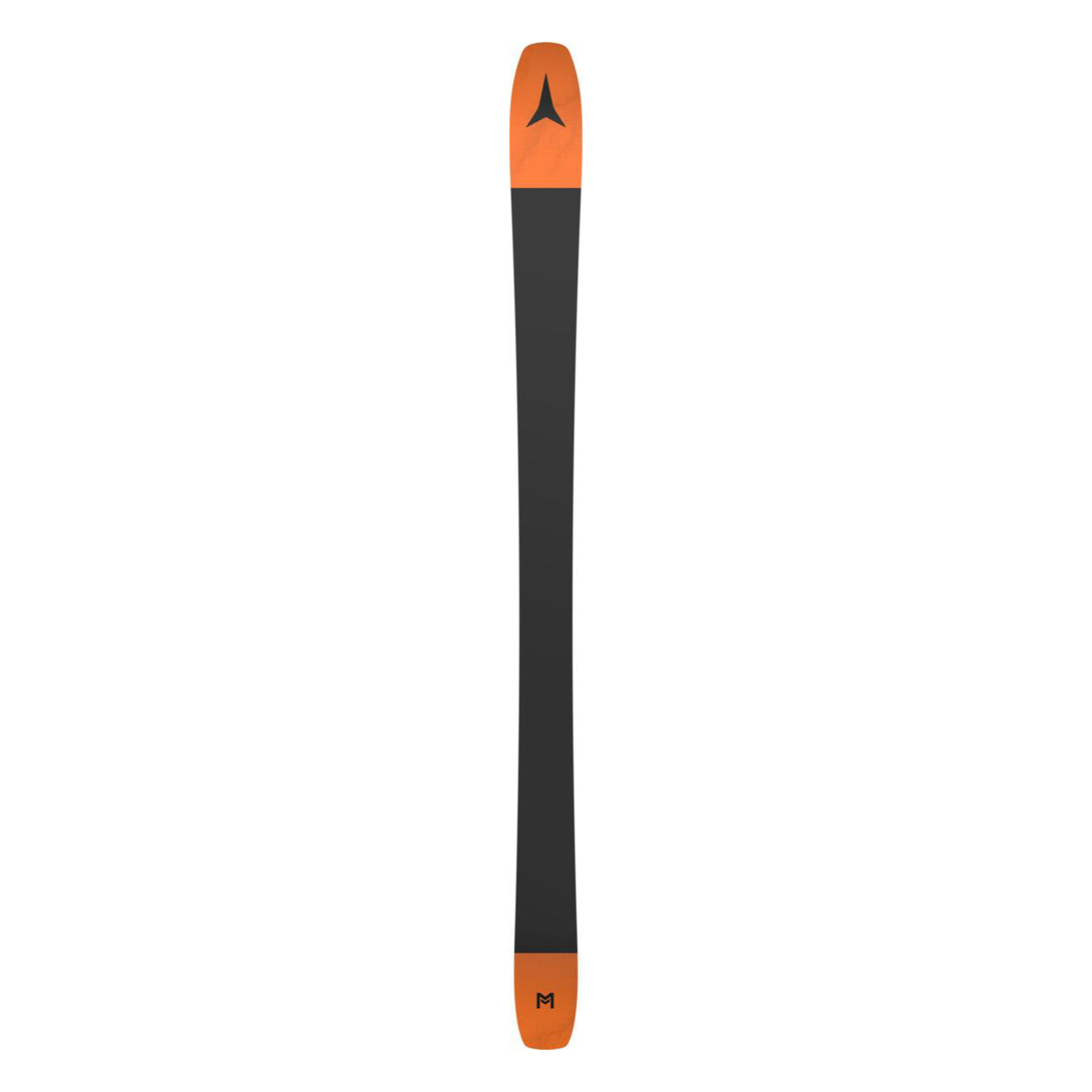 Atomic Maverick 95 TI Skis 2025 - A pair of skis with a sleek black base and orange accents on the tips and tails.