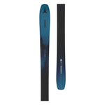 Atomic Maverick 95 TI Skis 2025 - A blue ski with a black logo at the top and white lettering that reads "MAVERICK" along the side.