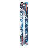 Atomic Junior's Bent Chetler Mini 133-143 Skis 2025 - A pair of skis with a blue and white marbled pattern, featuring black accents and a distinctive red logo at the top.