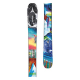 Atomic Junior's Bent Chetler Mini 133-143 Skis 2025 - A black and white ski with a gray logo that says "Atomic" in white letters, featuring a mountain range design.