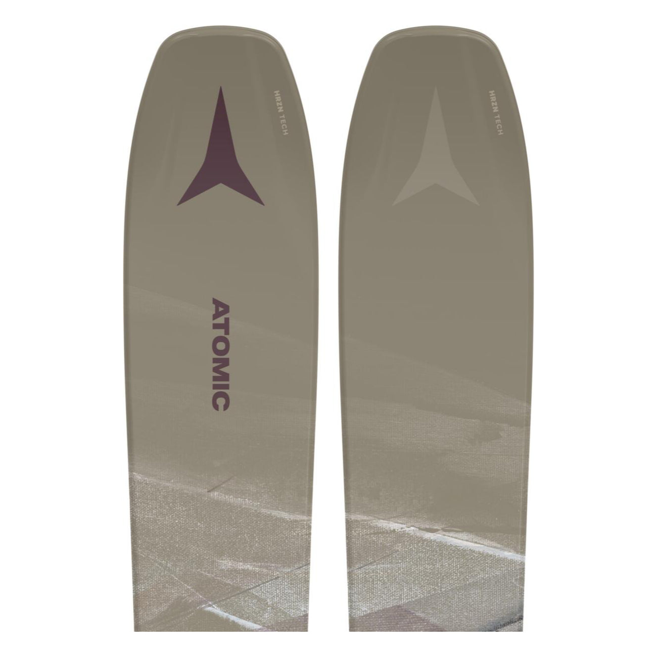 Atomic Women's Maven 93 C Ski 2025 - A gray ski with a dark purple Atomic logo at the top and "Maven" written in small letters on the side.
