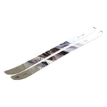 Atomic Women's Maven 93 C Ski 2025 - A pair of skis with a geometric pattern in shades of brown and white, featuring a distinctive Atomic logo on the tip.