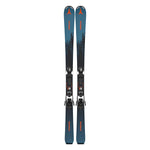 Atomic Junior's Maverick System Skis with C5 Bindings 2026 - A pair of skis with a blue top and black bottom, featuring a forest silhouette design on the top portion.