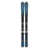 Atomic Junior's Maverick System Skis with C5 Bindings 2026 - A pair of skis with a blue top and black bottom, featuring a forest silhouette design on the top portion.