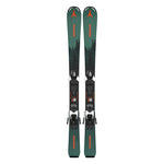 Atomic Junior's Maverick System Skis with C5 Bindings 2026 - A pair of skis with a green base and black top, featuring a forest silhouette design on the top sheet.
