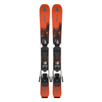 Atomic Junior's Maverick System Skis 70-90 with C5 Bindings - Black skis with a blue logo and white bindings.