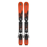 Atomic Junior's Maverick System Skis 70-90 with C5 Bindings - Black skis with a blue logo and white bindings.