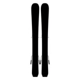Atomic Junior's Maverick System Skis 70-90 with C5 Bindings - A pair of skis with a sleek black base and silver bindings, set against a clean white background.