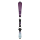 Atomic Junior's System Skis 100-120 with C5 Bindings - A purple and black ski with a gold logo at the top, featuring a white binding in the middle.