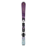 Atomic Junior's System Skis 100-120 with C5 Bindings - A purple and black ski with a gold logo at the top, featuring a white binding in the middle.