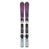 Atomic Junior's System Skis 100-120 with C5 Bindings - Purple skis with a gold logo and black bindings.