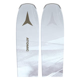 Atomic Women's Maven 86 System Skis with M10 Bindings - White skis with a gray Atomic logo on top and white bindings.