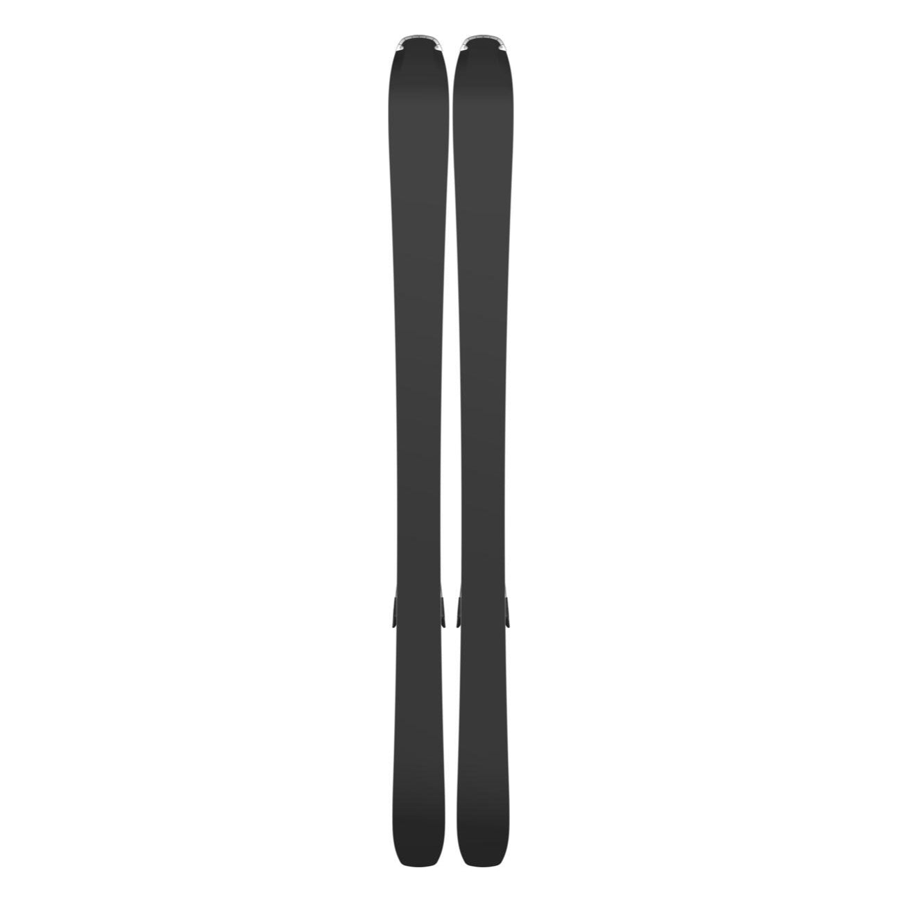 Atomic Women's Maven 86 System Skis with M10 Bindings - A pair of skis with a sleek, matte black finish and silver bindings at the tips.
