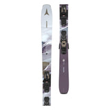 Atomic Women's Maven 86 System Skis with M10 Bindings - White skis with a geometric pattern and black bindings.