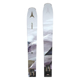 Atomic Women's Maven 86 System Skis with M10 Bindings - White skis with a black and gray abstract design, featuring a mountainous landscape.