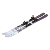 Atomic Women's Maven 86 System Skis with M10 Bindings - A pair of skis with a white base and purple accents, featuring black bindings.