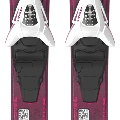 Junior Atomic Maven skis (pair) in berry purple with C5 GW bindings