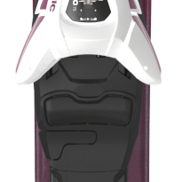 Junior Atomic Maven skis in red plum with C5 bindings, full length view