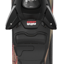 Atomic junior Maverick skis with C5 bindings, red bases and tan tops