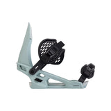 Arbor Women's Acacia Snowboard Binding - A light blue snowboard binding with a black strap and buckle, featuring a geometric pattern on the baseplate.