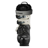 Atomic Women's Hawx Prime XTD 95 W BT Boa Ski Boot 2025 - A white and black ski boot with a silver buckle on the side, featuring a textured pattern on the toe.