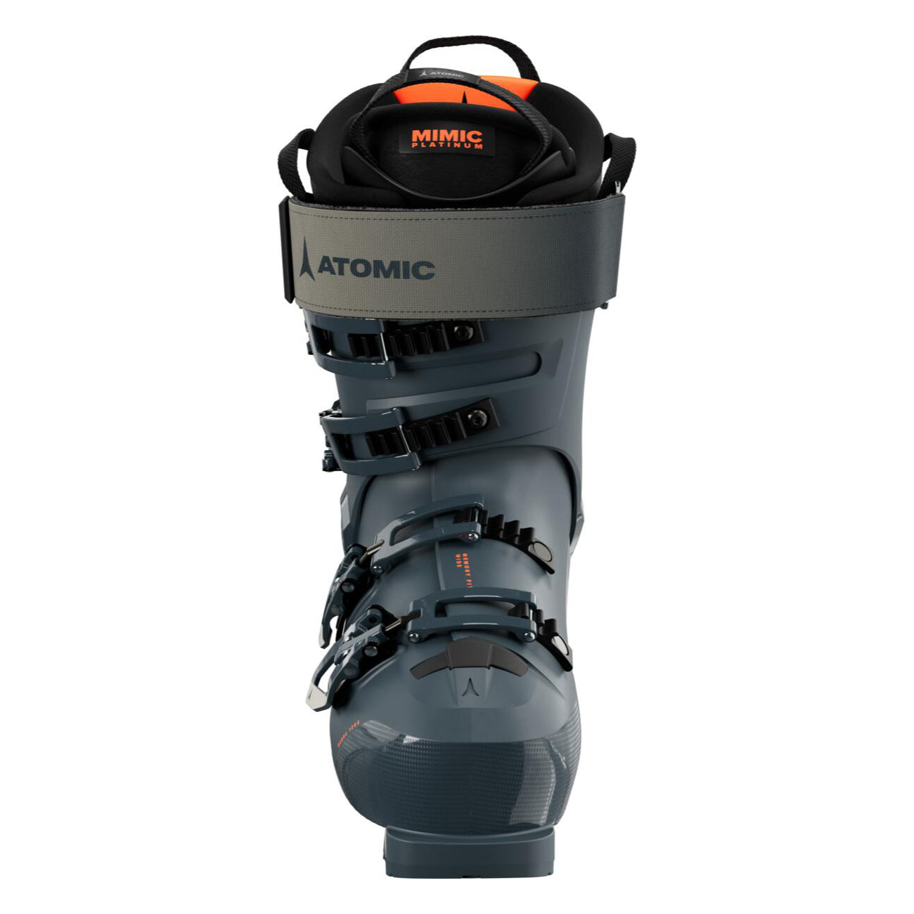 Atomic Hawx Magna 120 S 2025 Ski Boots - A pair of dark gray ski boots with a textured toe and heel, featuring black buckles and straps.