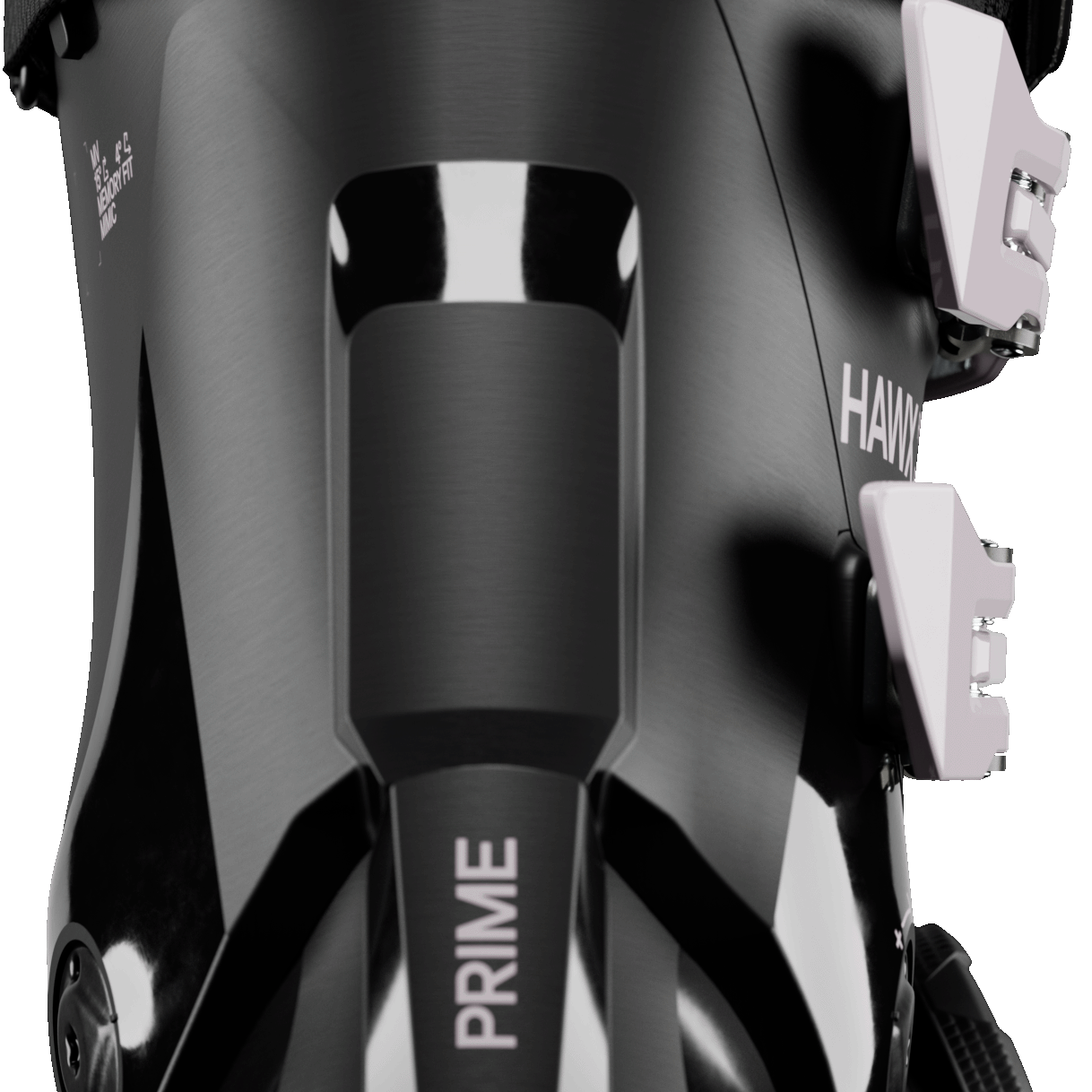 Black ski boot back with Prime strap and rear buckles