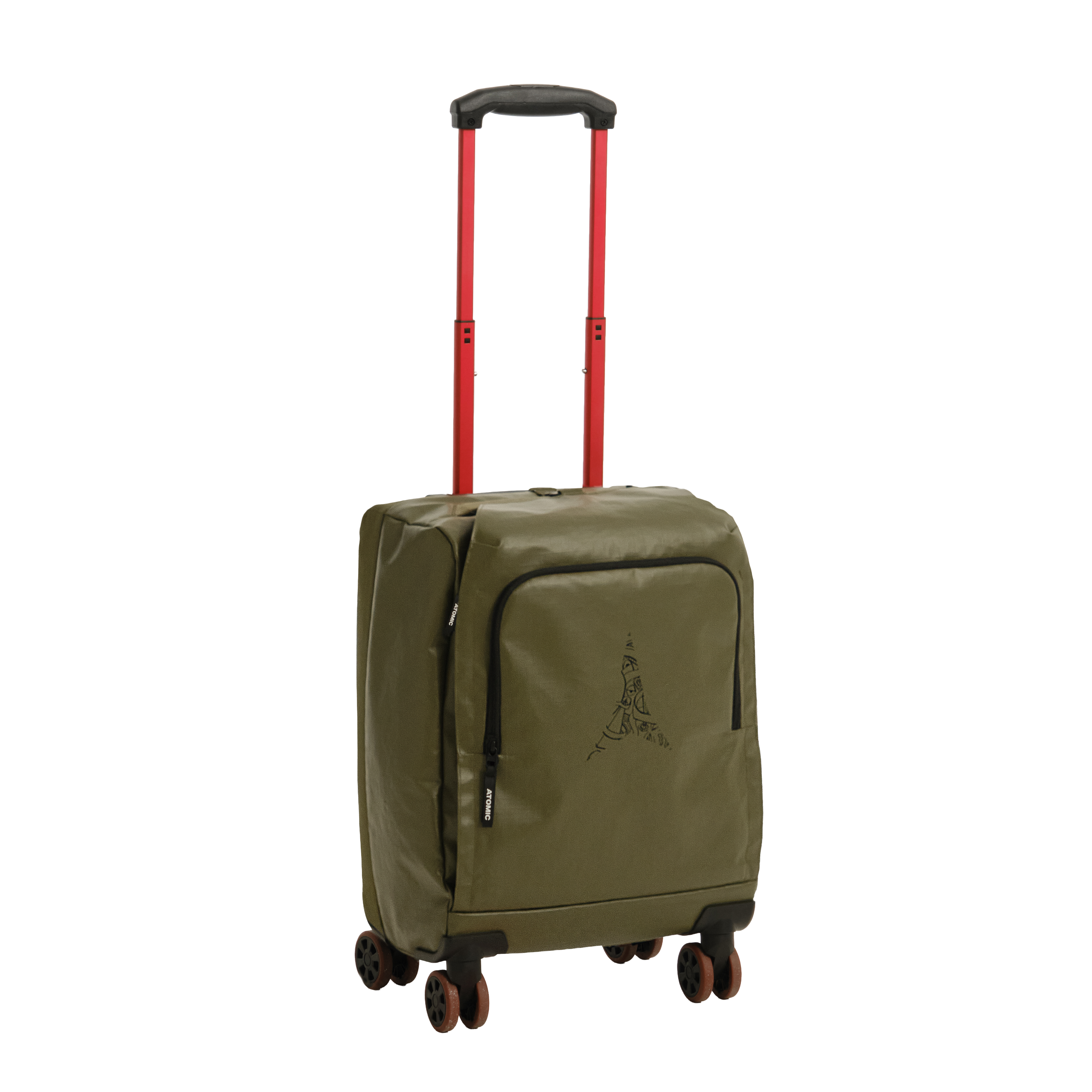 Pine green cabin trolley bag with telescopic handle and four spinner wheels