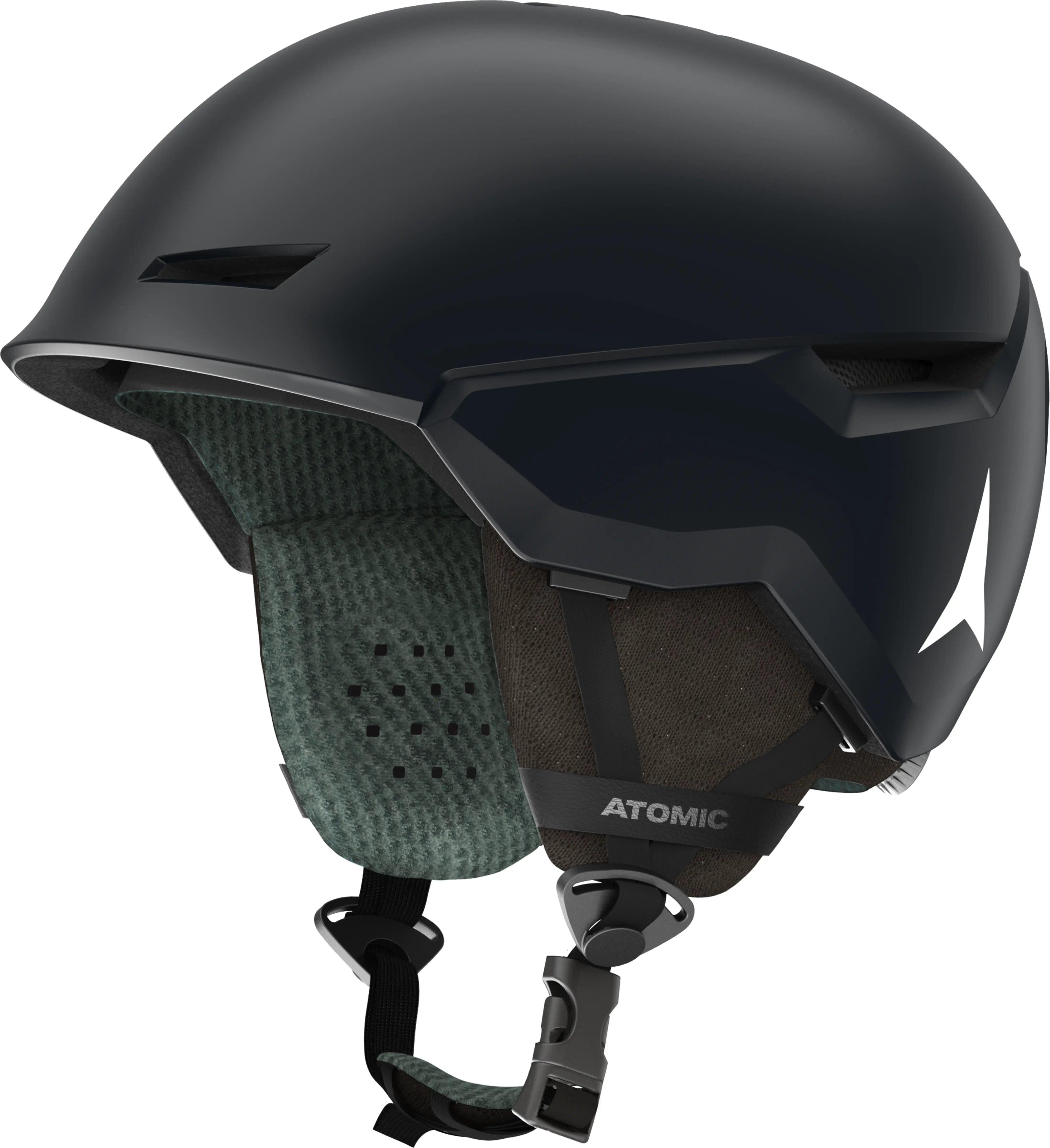 Atomic Revent Helmet 2025 - Matte black helmet with a sleek, aerodynamic design and ventilation system visible on top.