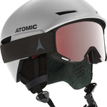 Atomic Revent Helmet 2025 - White helmet with black chin strap and gray logo on side.