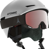 Atomic Revent Helmet 2025 - White helmet with black chin strap and gray logo on side.