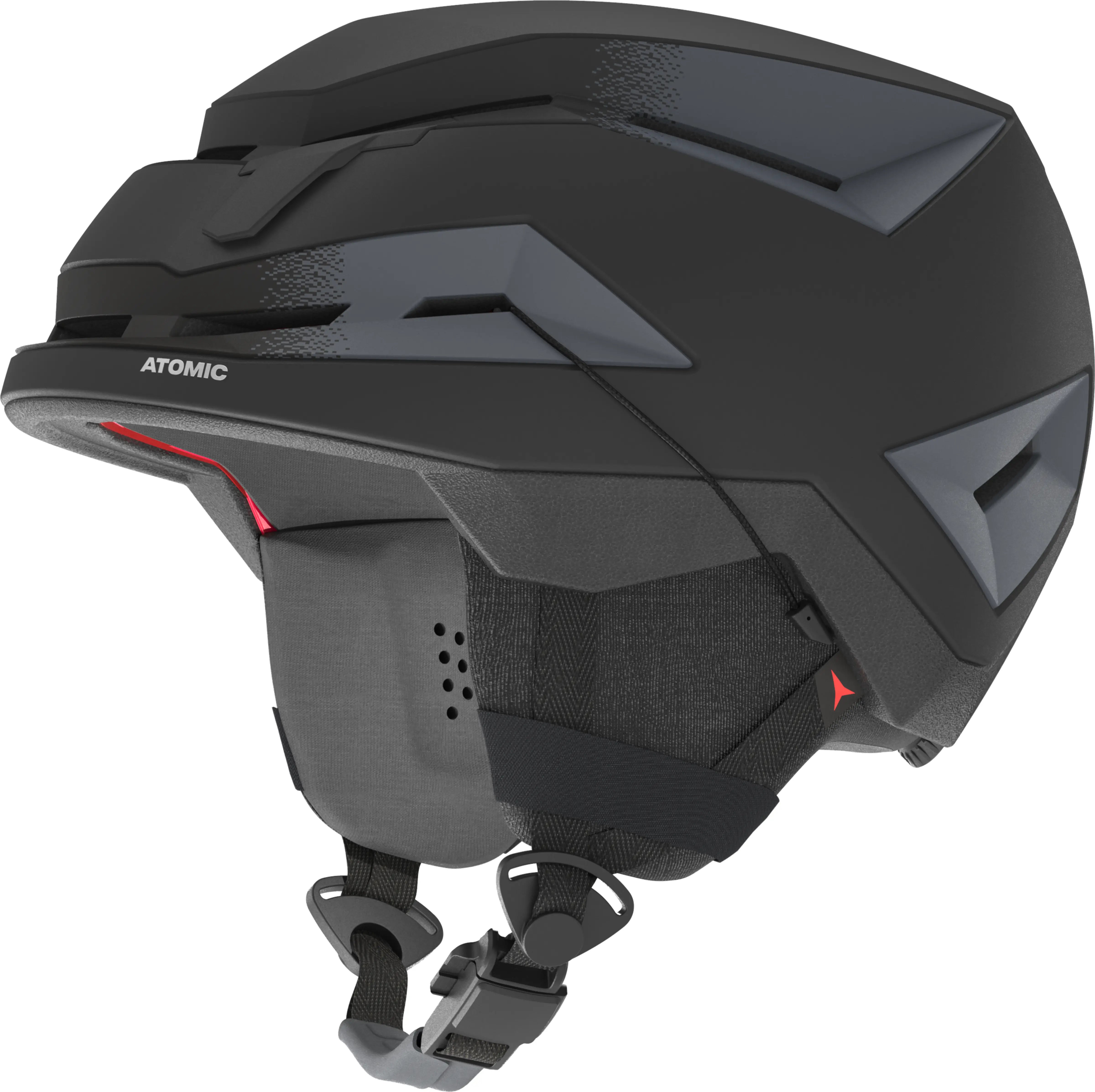 BACKLAND CTD HELMET 2024 - Black helmet with a red logo on the side and a white ATOMIC logo on the back.