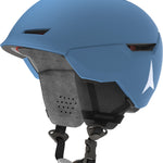 Atomic Revent Helmet 2025 - A matte black helmet with a white logo on the side and ventilation holes along the top edge.