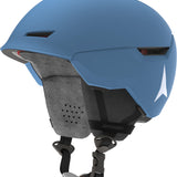 Atomic Revent Helmet 2025 - A matte black helmet with a white logo on the side and ventilation holes along the top edge.