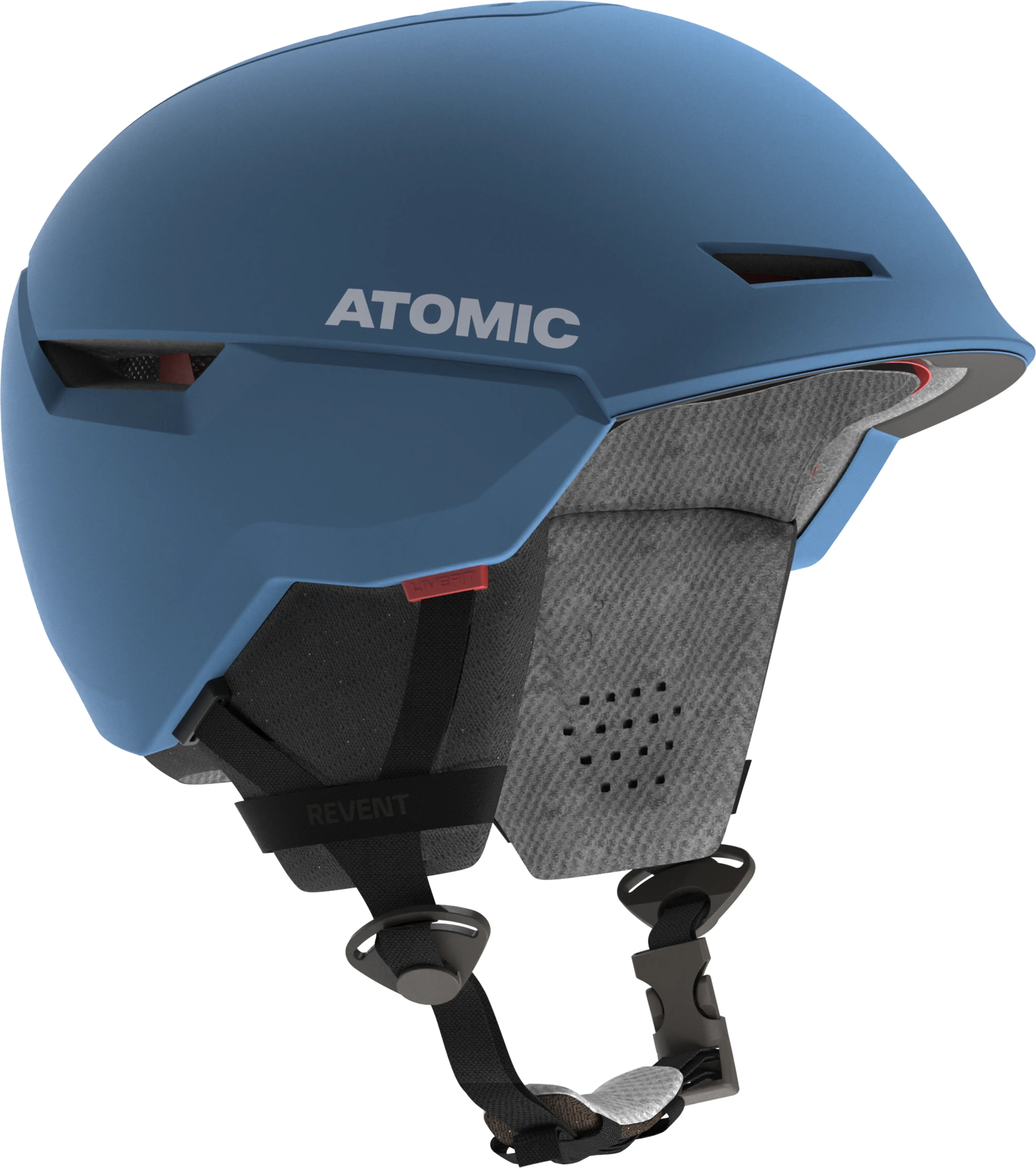 Atomic Revent Helmet 2025 - A matte black helmet with a sleek, aerodynamic design and ventilation system visible on top.