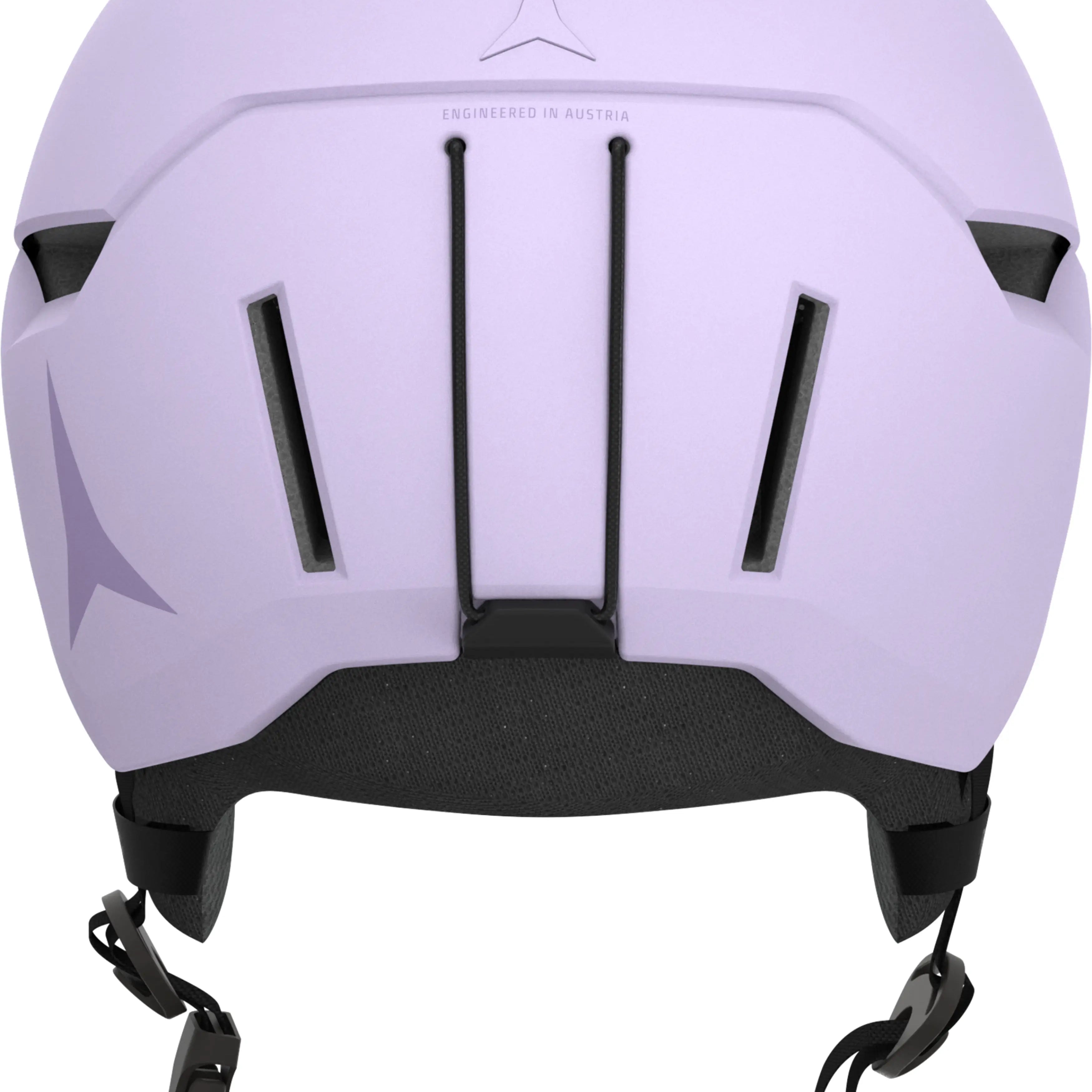 Atomic Revent Helmet 2025 - A white helmet with a black chin strap and ventilation holes on top.