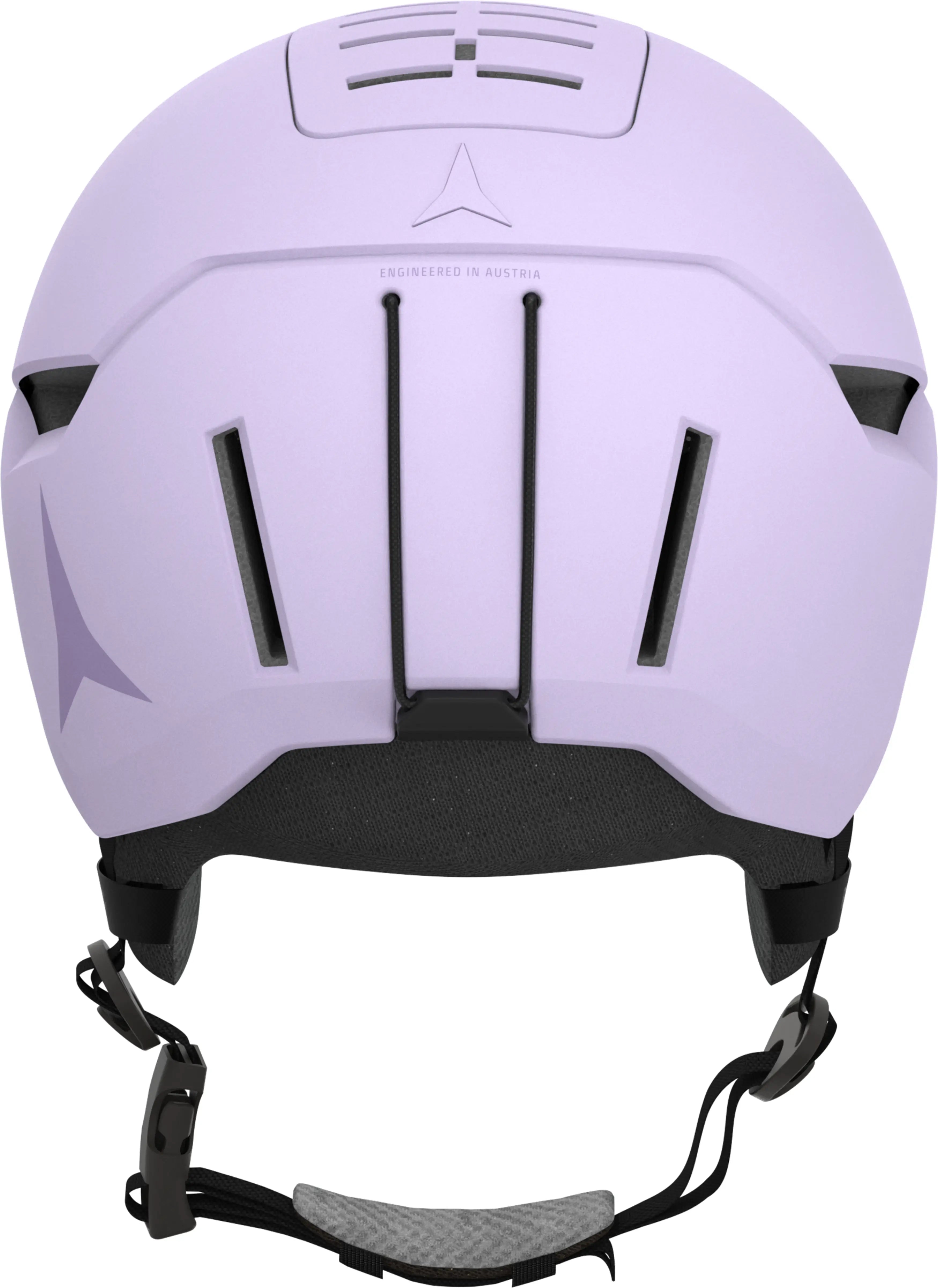 Atomic Revent Helmet 2025 - A white helmet with a black chin strap and ventilation holes on top.