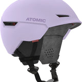 Atomic Revent Helmet - A white helmet with a black chin strap, featuring a red logo on the side and a small vent at the top.
