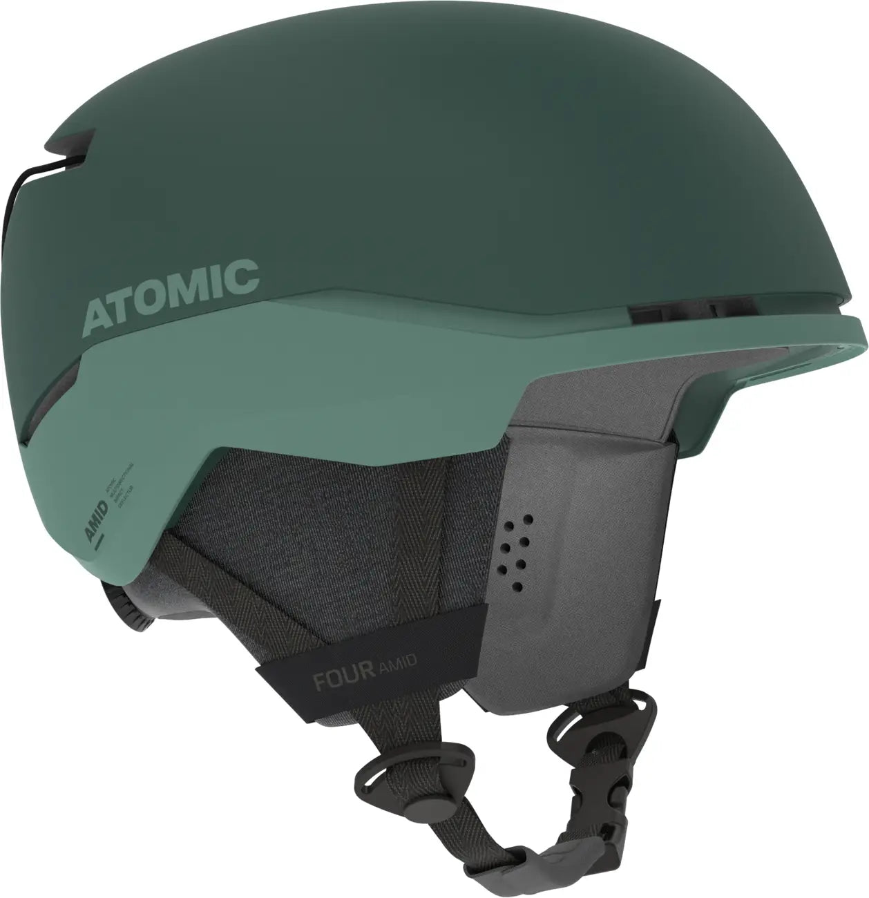 Atomic Four Amid Helmet - A dark green helmet with a matte finish, featuring a sleek design and subtle branding on the side.