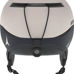 Atomic Four Amid Helmet 2025 - A white helmet with a black chin strap and a small, round logo on the side.