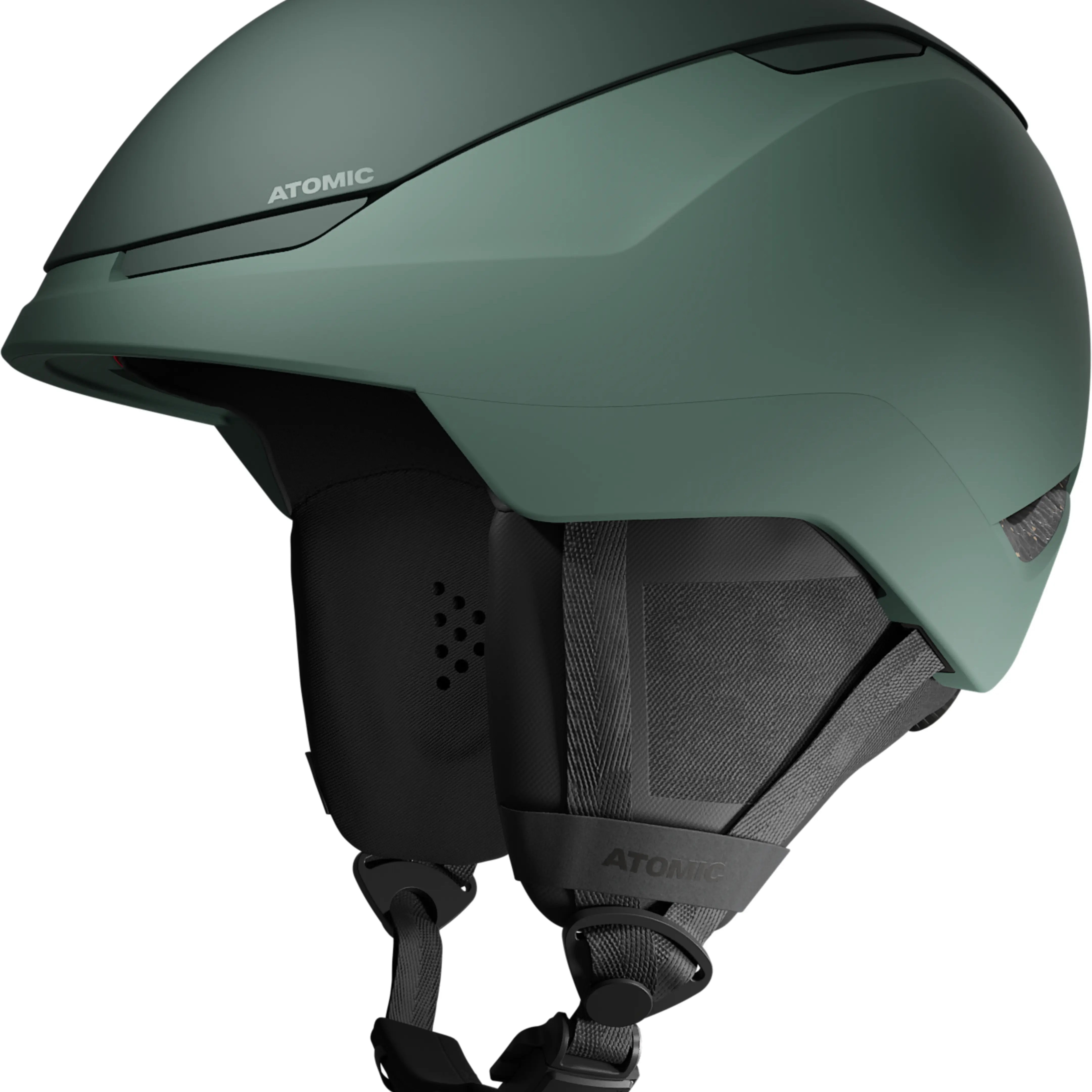 Atomic Revent GT AMID Helmet 2025 - A matte green helmet with a sleek, aerodynamic design and a prominent "AMID" logo on the side.